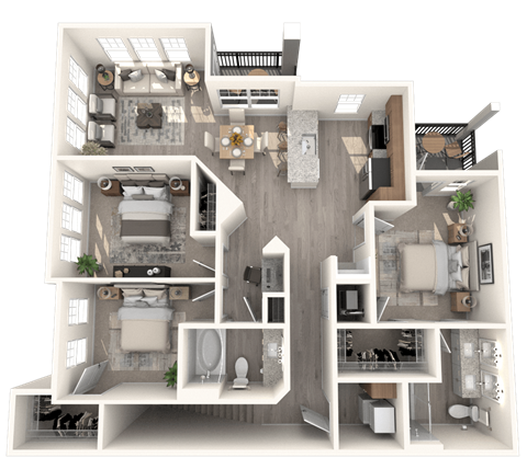 Floor plan for 3 beds, 2 baths, 1320 sqft